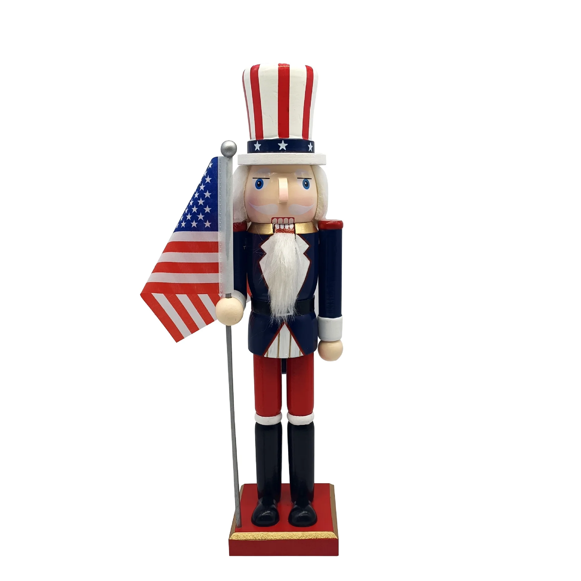 

Wood Nutcracker Soldier 38cm Classic American Nutcracker Usa Flag Patriotic Christmas Holiday Table Shelf Decor