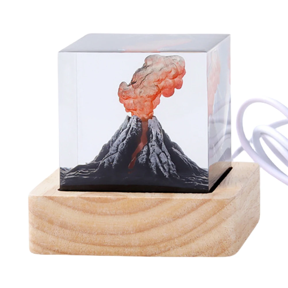Realistic Volcanic Eruption Night Light USB Volcanic Eruption Model Atmosphere Lamp 3D Mini Lava Lamp for Home Living Room Decor