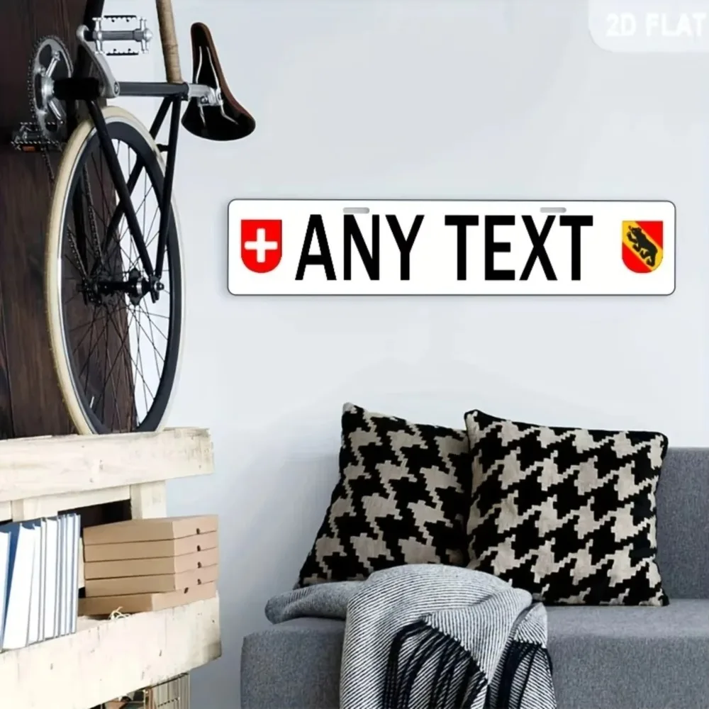 CIFbuy Customizable Swiss Retro Metal Wall Plaque Personalized 40x10cm Home Outdoor Wall Art Decor