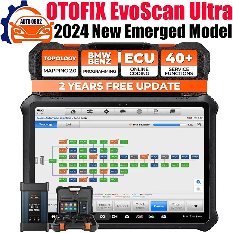 OTOFIX EvoScan Ultra Car Diagnostic Scanner J2534 OEM ECU Programming Coding Scanner Tool 2 Years Free Update Topology Mapping