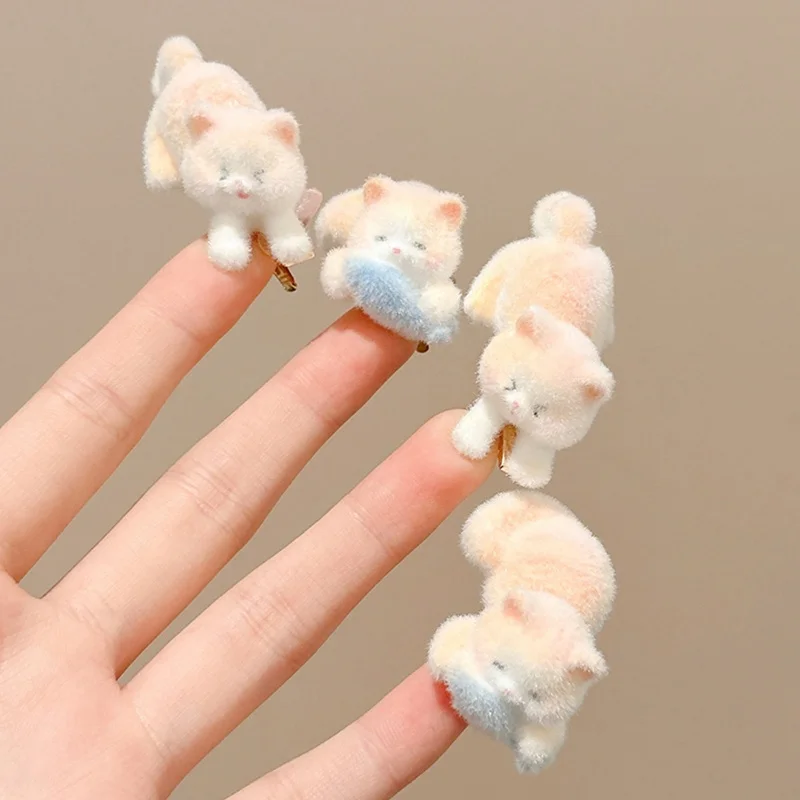 Süße Cartoon-Katze-Haarspange, flauschige Kätzchen-Haarnadel, Entenschnabel-Clip, süße All-Match-Pony-Clip-Haar-Accessoires für Mädchen