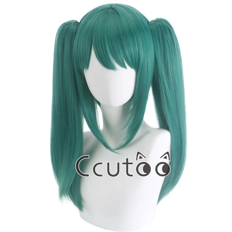 Ccutoo syntetyczna zielona krótka Cosplay peruki z chipem zdejmowane Ponytails Vampire Miku peruka wysokiej temperatury włókna