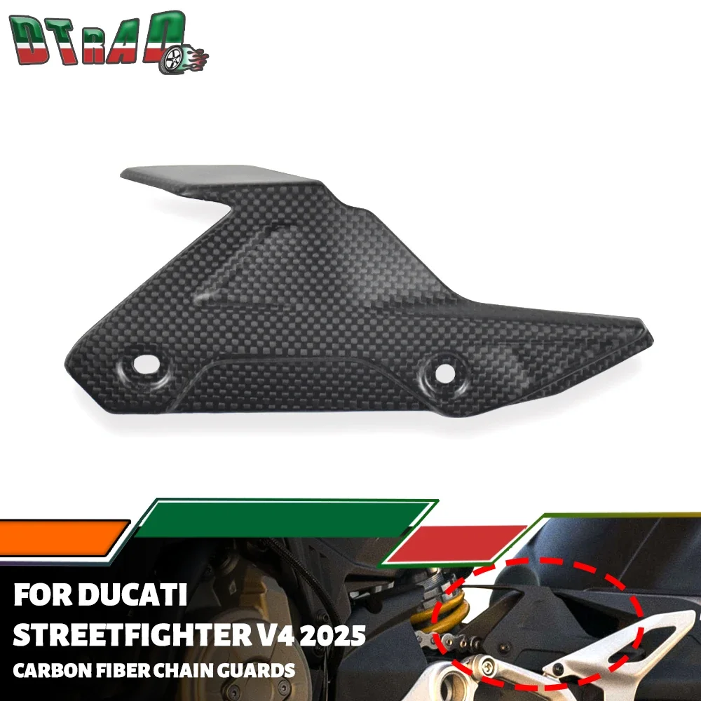2025 For DUCATI Streetfighter V4 V4S MY25 Accessories Motorcycle Carbon Fiber Left Chain Guards Cover Protection Fairings Matte