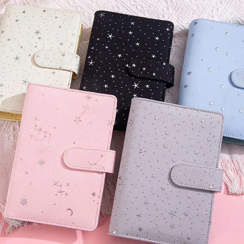 

A5 Starry Sky Loose-leaf Notebook, Detachable Binder Journal with 25 Sheets Budget Envelopes/10 Pockets
