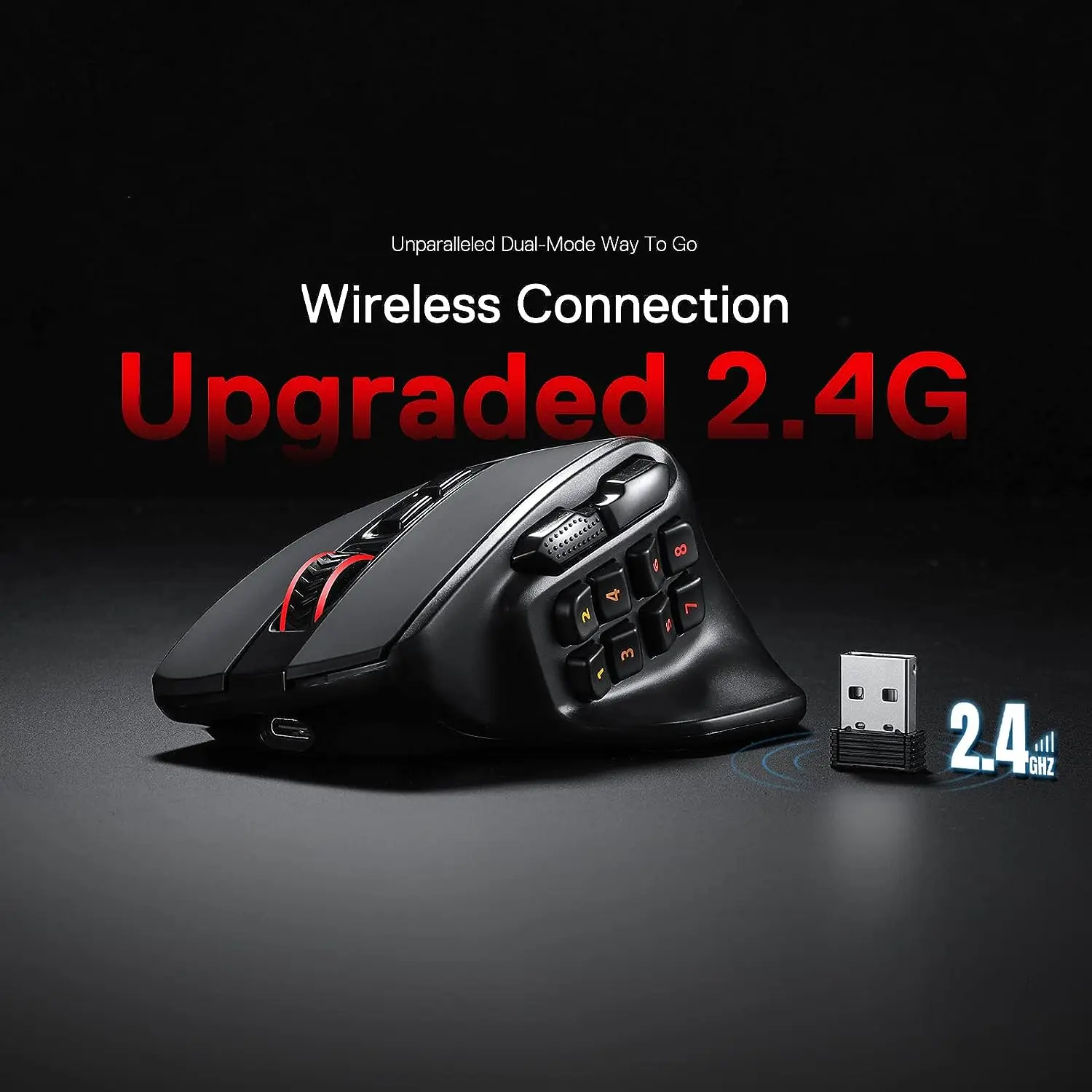 Redragon M811 PRO Wireless MMO Gaming Mouse, 15 Programmable Buttons RGB Gamer Mouse, 10 Side Macro Keys