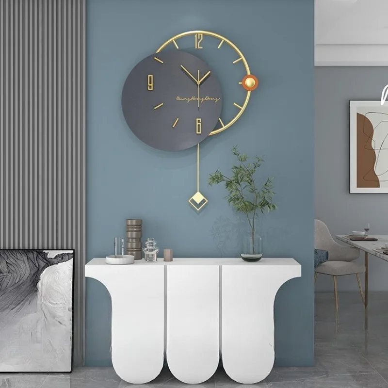 Modern Wall Clock Luxury Metal Art Swing Clocks Living Room Wall Decorative Clock Creative Design Silent Clock Hanging Simple