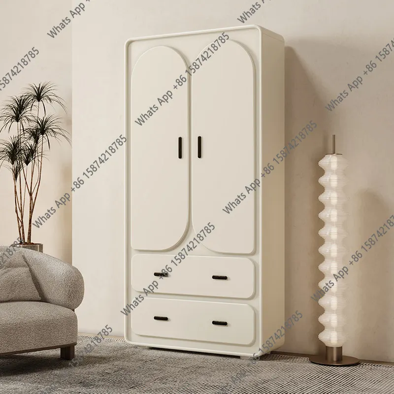 

Cream style wardrobe household bedroom modern simple small apartment solid wood storage cabinet light luxury storage wardrobe