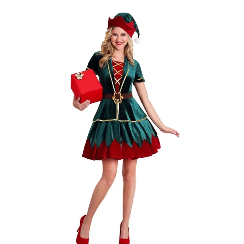 Kerst Cosplay Boom Kostuum Carnaval Feest Groene Vrouw Man Paar Winter Warm Podium Fotostudio Rekwisieten Kleding