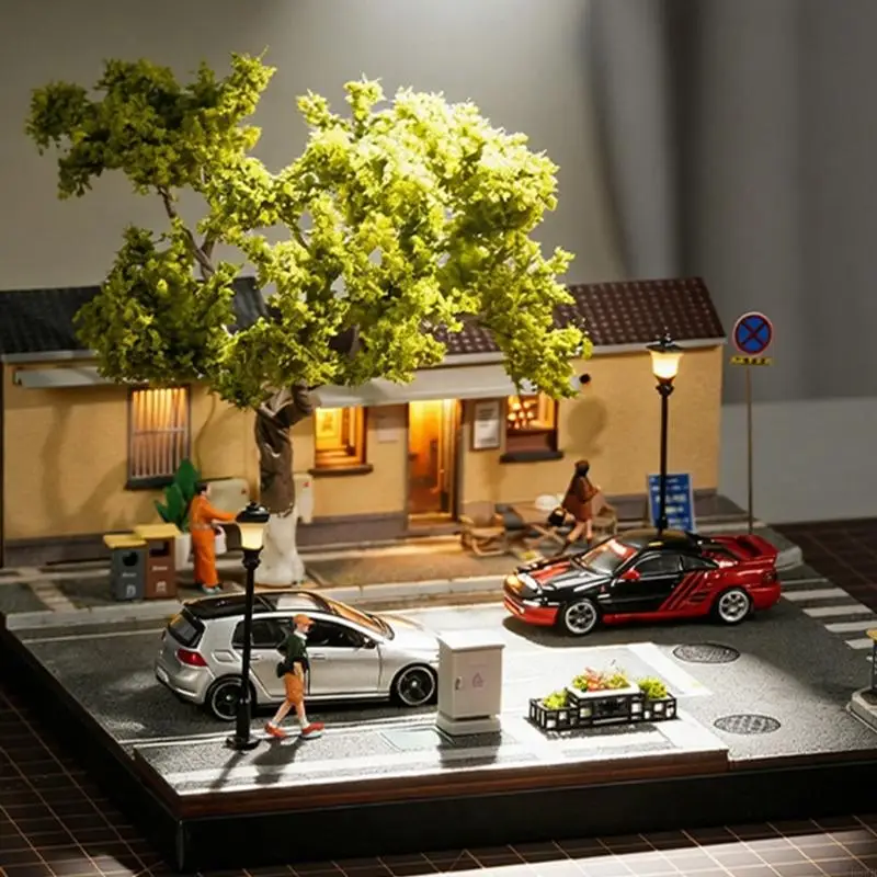 H8WB Nanjing Cafe Miniature Street Scene Model PVC Detailed Art Sand Table Decoration