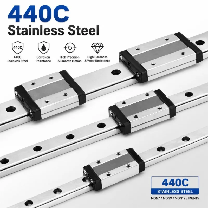 440C Stainless Steel MGN Linear Guide and Carriage for MGN7 MGN9 MGN12 MGN15 150 200 220 250 300 330 350 400 450 500mm Voron 3D