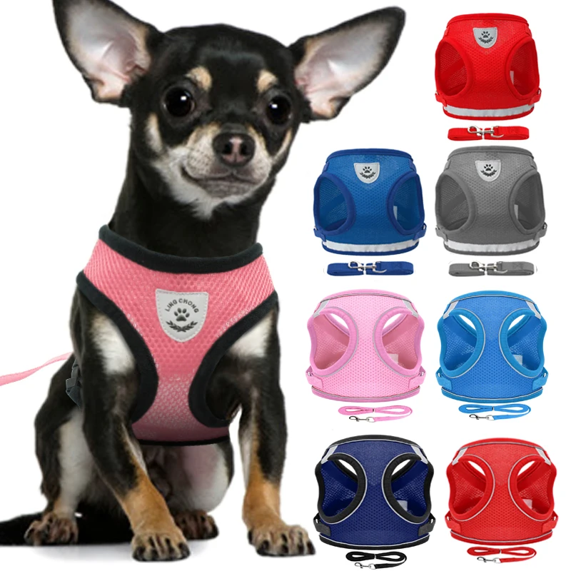 

Breathable Mesh Dog Harness Nylon No Pull Pet Collars Vest For Small Dogs Adjustable Reflective Chihuahua Puppy Cat Chest Strap