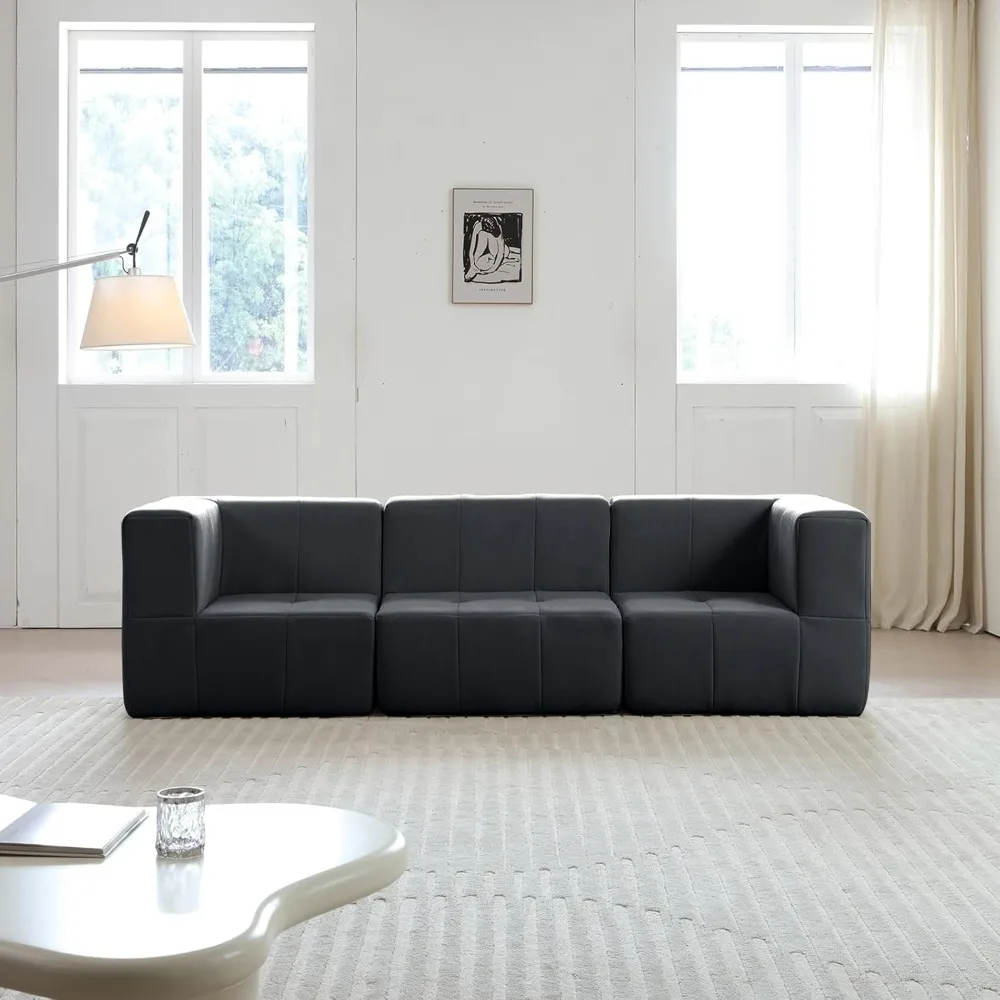 Modular Sectional Sofa Couch Modern Compressed Sofa 3-Seat Foam Couch for Living Room