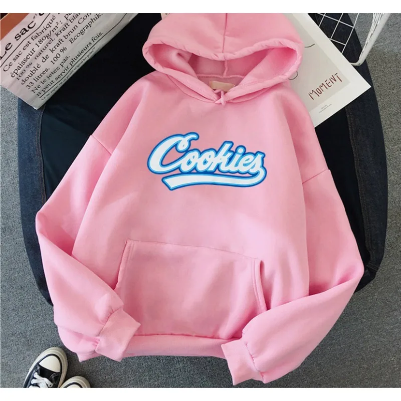 Autumn and Winter Fashion Cookies Letter Print Women\'s Hoodie Hip-hop Fleece Women\'s Casual Punk Gothic Y2K Clothing Hoodie