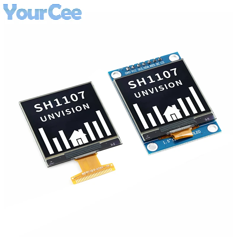 1,5-calowy moduł wyświetlacza OLED LCD 1,5" z sterownikiem SH1107, ekran z portem szeregowym 128*128 128x128, biały ekran bez obudowy — zdjęcie produktu 6