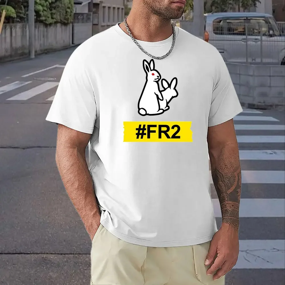 2024 Śmieszne#FR2 T-shirt Króliki Dwa Mężczyźni Kobiety Casual TShirt Letni T-shirt Mężczyźni 100% Bawełna Koszulka FR2 Topy Tees Dropshipping