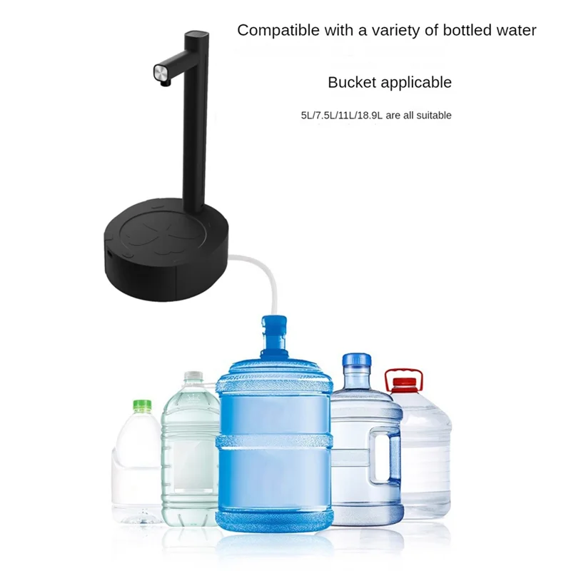 A94E-draagbare intelligente desktop elektrische waterdispenser fles vat gallonpomp USB automatische drinkwatermachine zwart
