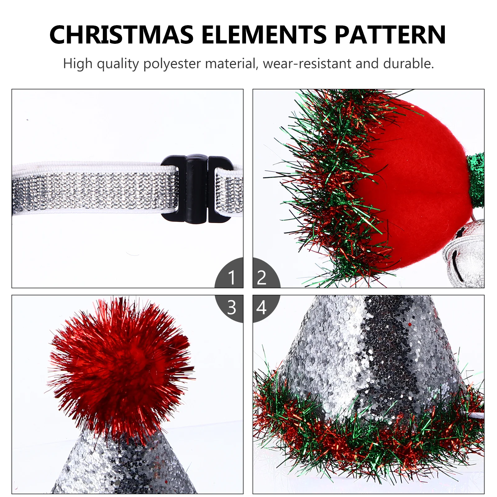 

1Set Pet Hat Bow Tie Christmas Costume Durable Polyester Bell Noise Dog Cat Pet Supplies Festive Outfit Dog Hat