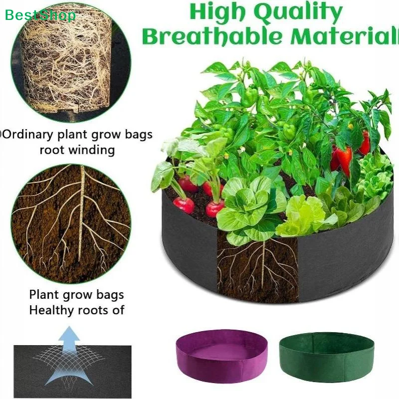 1Pcs Outdoor Yard Garden Vegetable Field Bed Fabric Garden Grow Bags Planting Pot Circular Large Felt Garden Nursery Bag Planter