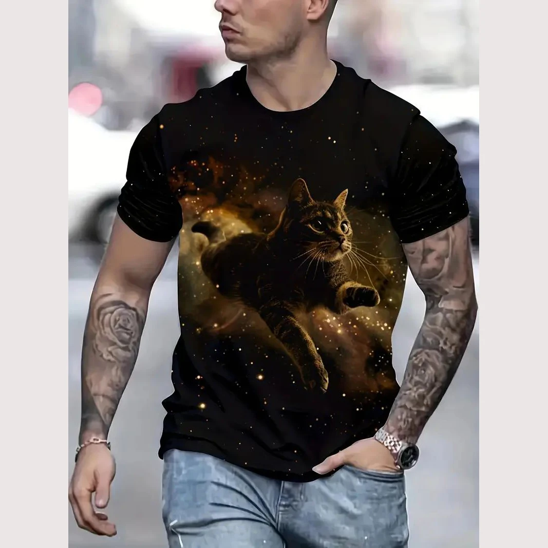 Summer Animal T Shirt For Men 3d Cat Pattern Print T Shirt Casual Short Sleeve Tee Fashion Men\'s Oversized Clothing Streerwear