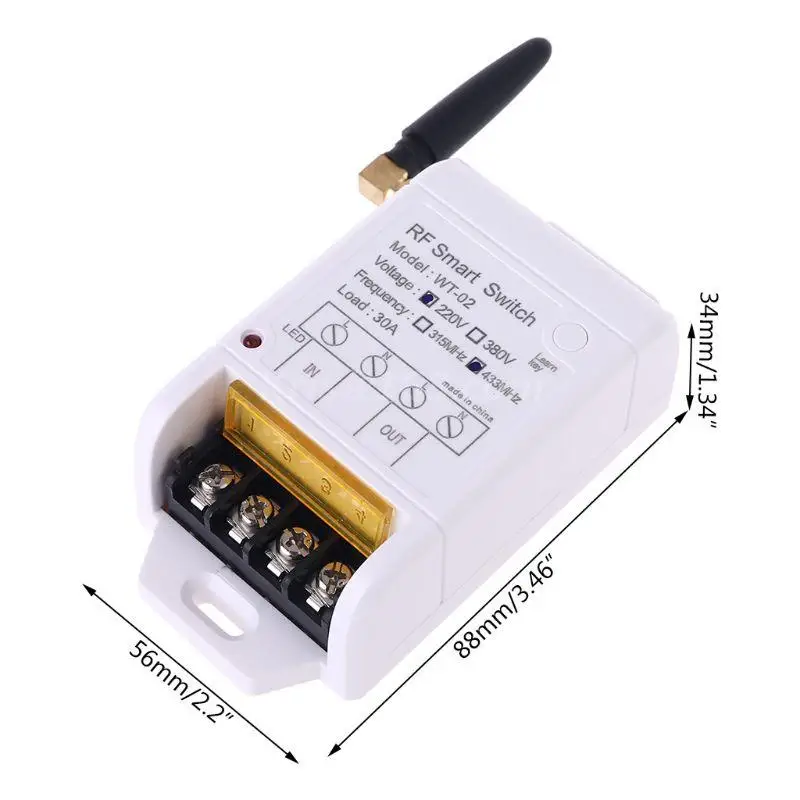 315MHZ 433MHZ + 220V 30A Relay Wireless Remote Control Switch Receiver with Led Light 2000M Transmitter