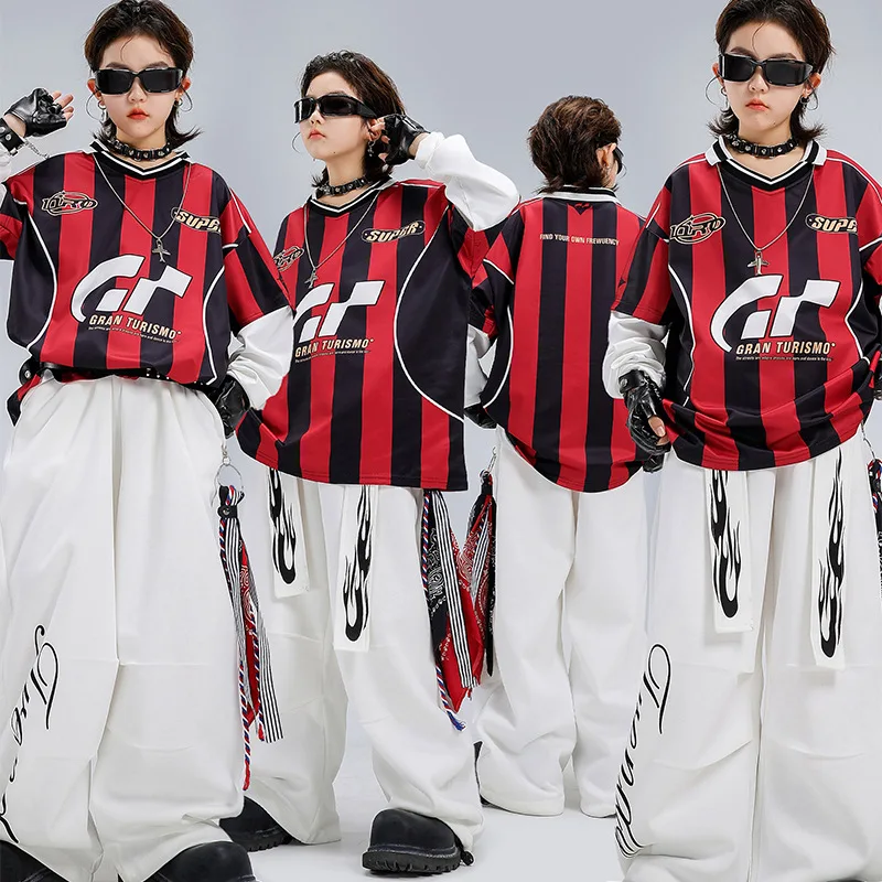 Children Boys Girls Streetwear Hiphop Loose Casual Sport Long Sleeve T-shirt Pant Suits Kids Sweatshirt Trousers Sets Tracksuits