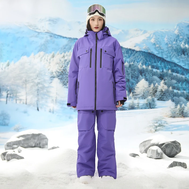 

New Skiing Suit 3L Unisex Winter Windproof Warm Waterproof Snowboarding Outdoors Thermal Women's Jackets Men's Ski Pants Overall