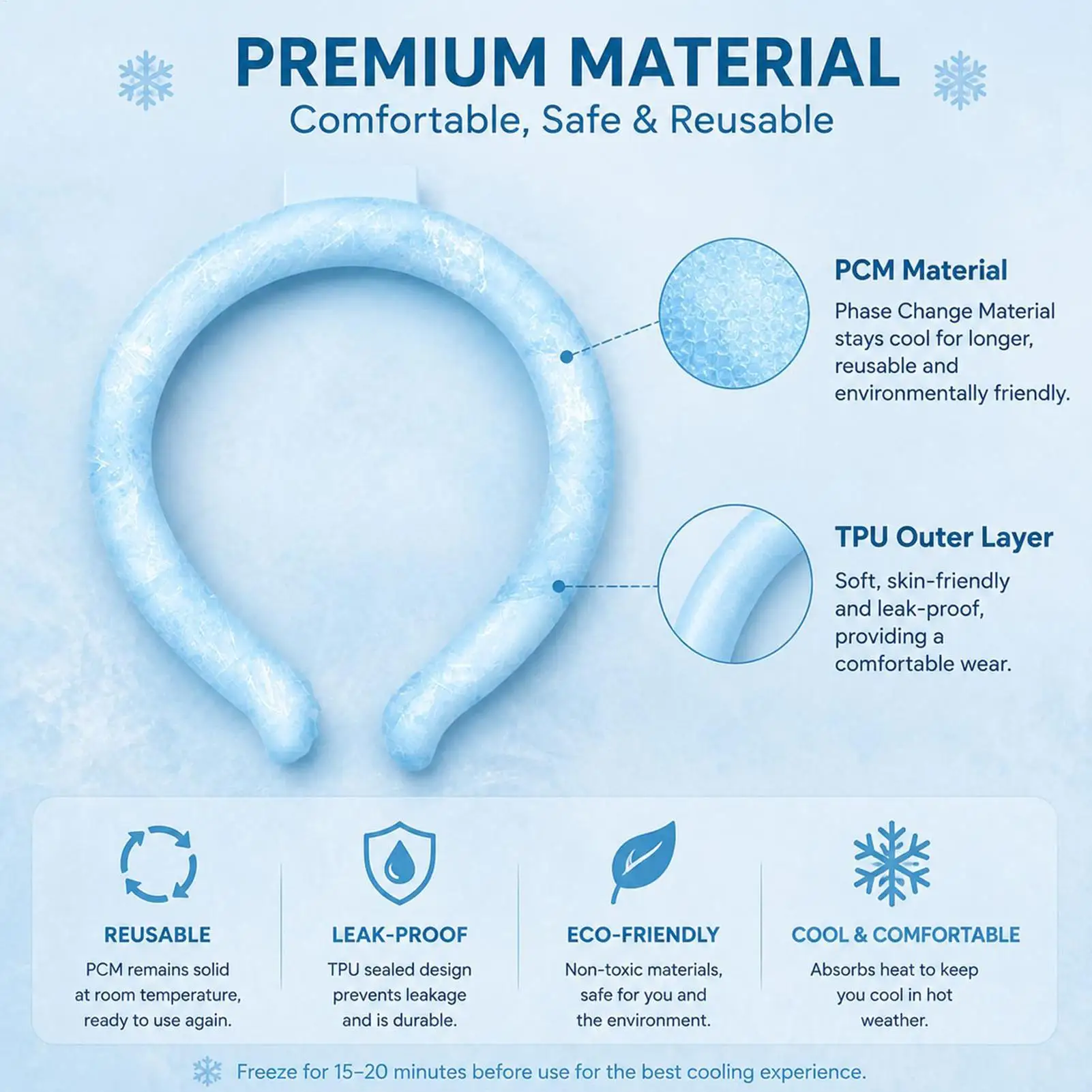 Portable Summer Cooler Neck Cooling Ring Reusable Neck Massager Sunstroke Prevention Lasting Neck Wearable Gel Ice Pack