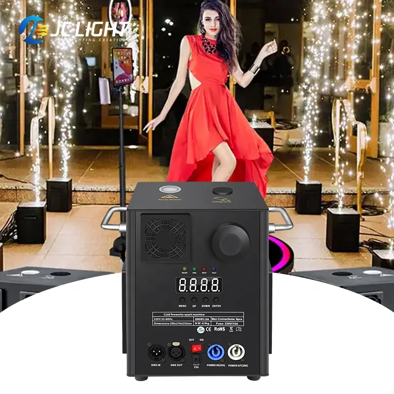 

Wedding Stage 600w Dmx Wireless Module Cold Sparkler High End Cold Spark Fountain Machine with case
