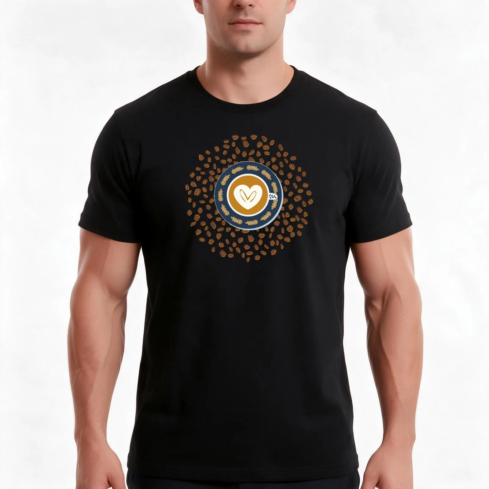 Cozy Coffee & Latte, Cappuccino Art Heart, coffee love T-Shirt, Summer Casual Cotton Tee, Oversized Streetwear Tops, 100% Cotton