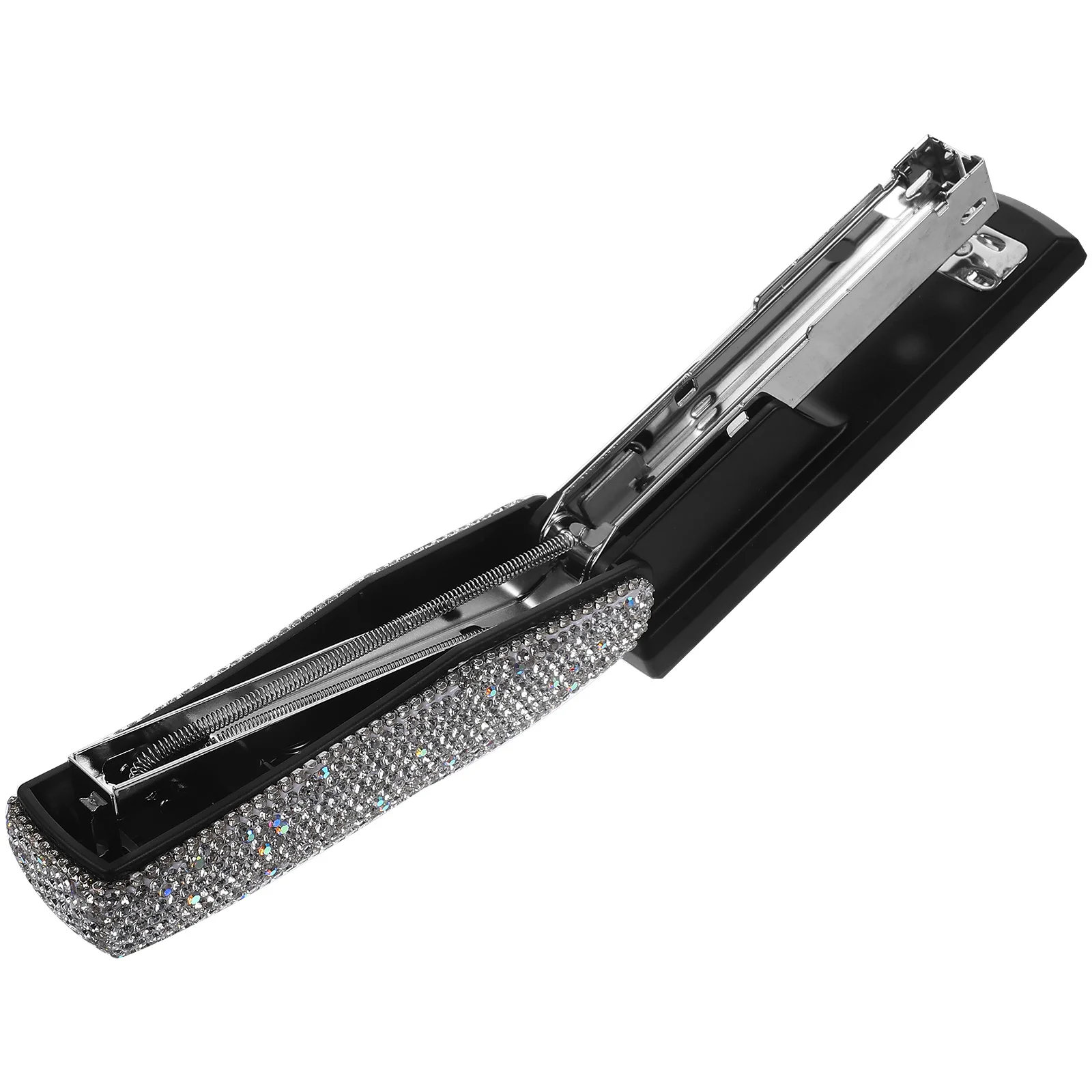 1 Set Rhinestone Stapler Crystal Design Diamond Like Office Supplies Classroom Hand Desk Paper Stylish Creative Heavy Duty