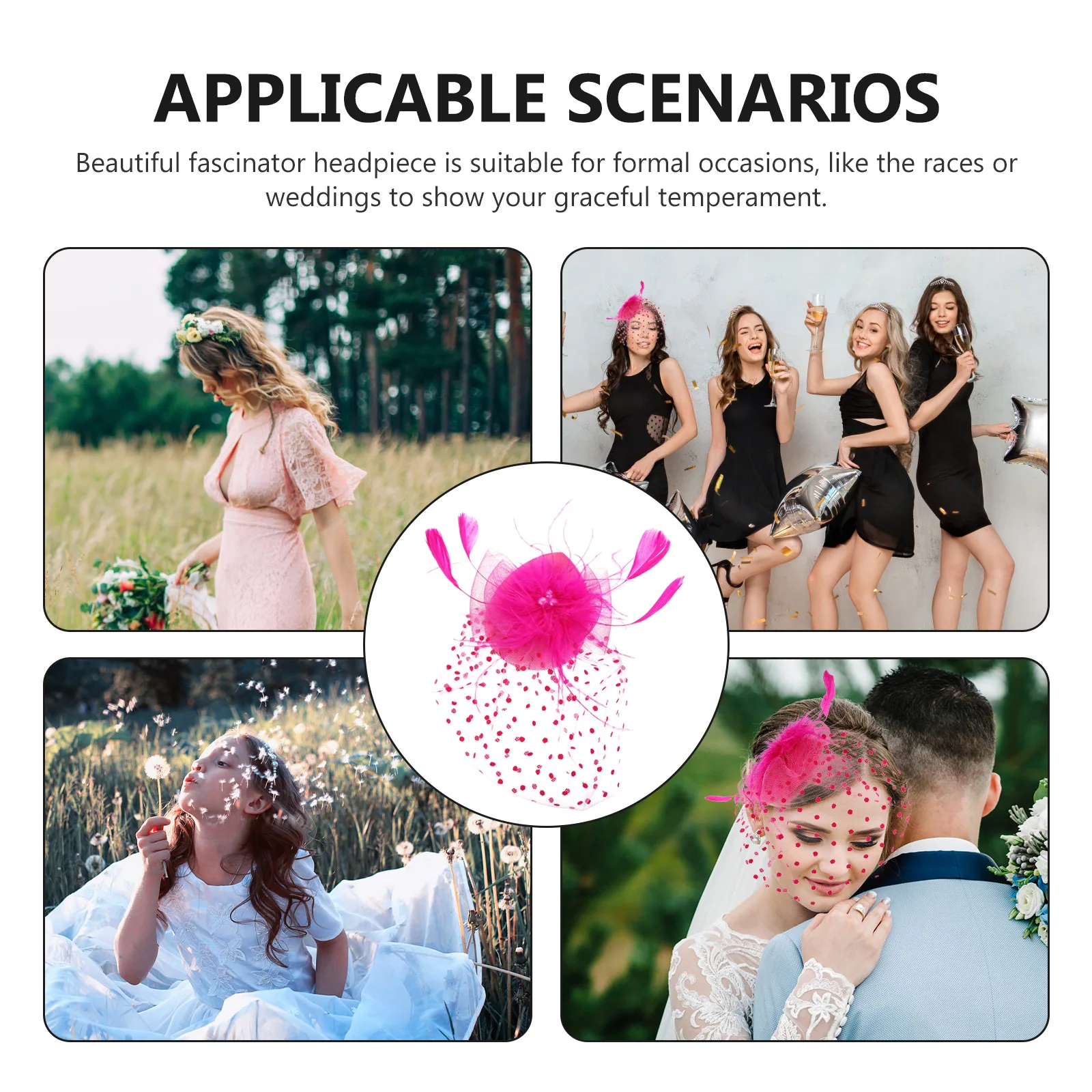 

Elegant Fascinator Hat Women Wedding Bridal Tea Party Headpiece Banquet Headdress Gauze Plume Design Pearl Decor Soft