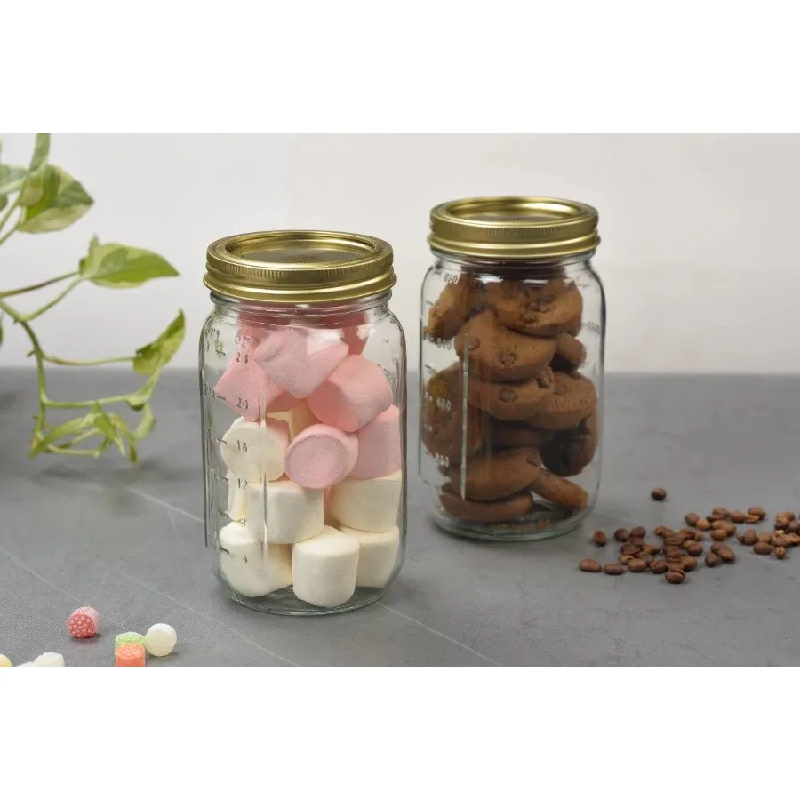 Large 32 oz Wide Mouth Mason Jars 12pk, Quart Canning Jars and Lids, Bulk Glass Jars for Canning Whole Fruits