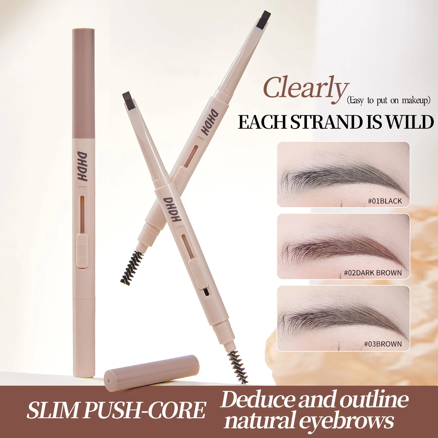 Waterproof Eyebrow Pencil For Beginner, Thin Push-core Extremely Fine Double-headed Eyebrow Pencil, Durable And Long Lasting