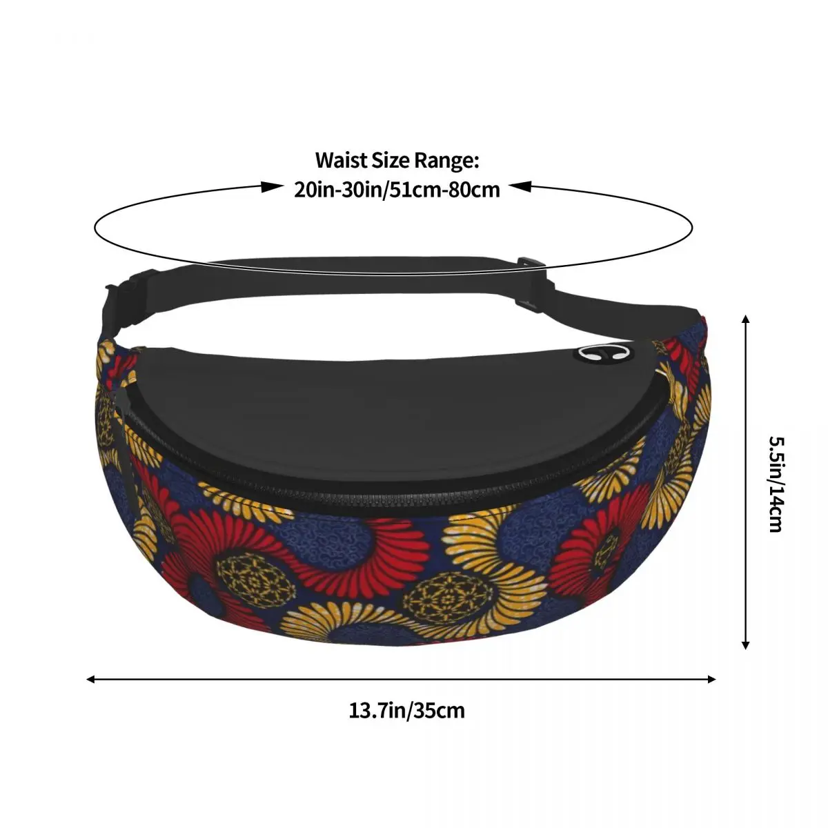 Ankara African Pattern Fanny Bag Traditional Africa Ethnic Art Crossbody Waist Pack Men Women Travel Hiking Phone Money Pouch