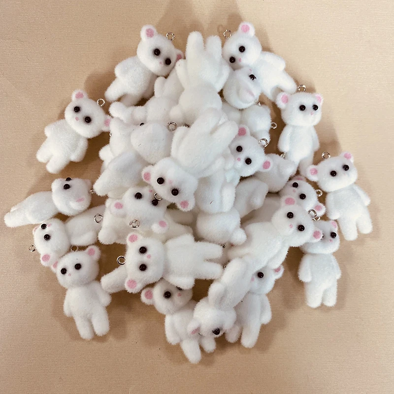 30pcs Miniature Plush Toy Bear Keychain Charms Bulk Wholeslae Pendants For Necklace Bag Key Chains DIY Jewelry Making