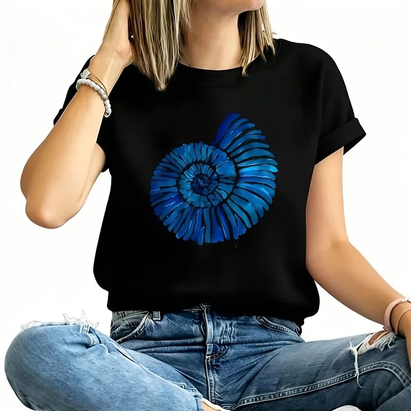 Mysterious Blue Snail Women's Plus Size T-Shirt 100% Cotton 220g