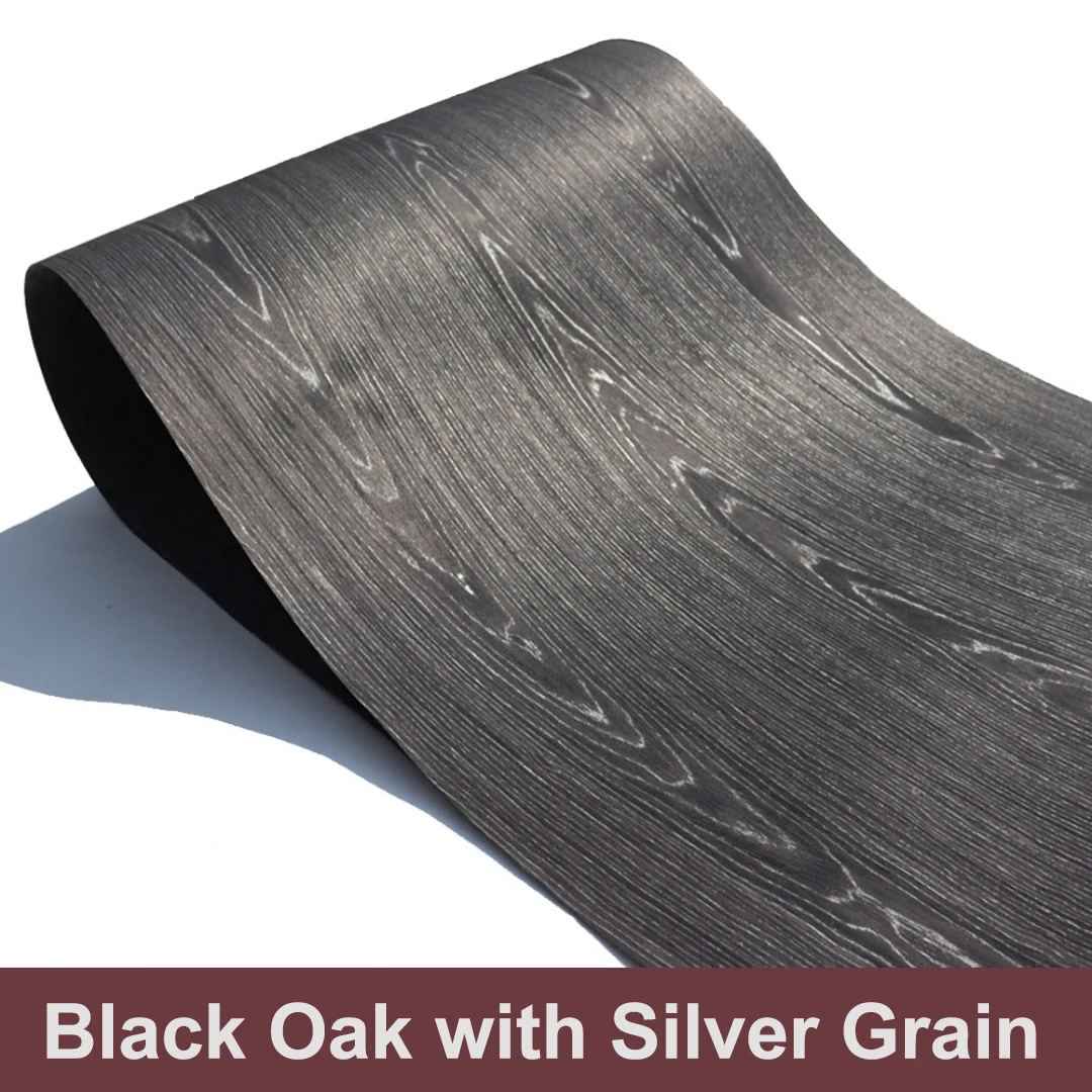 58x250cm Black Oak With Silver Grain Wood Veneer For Furniture Cabinets Renovation Decoration Interior Design Projects