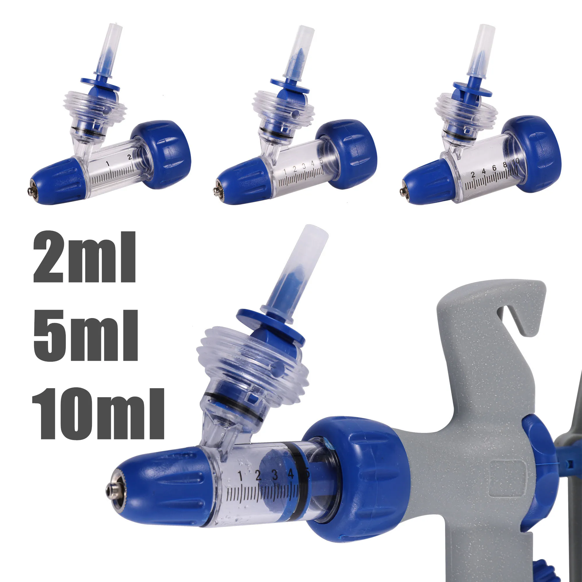 2/5/10ml Automatic Veterinary Continuous Syringe Animal Adjustable Vaccine Injector livestock Sheep Cow Injection Tool