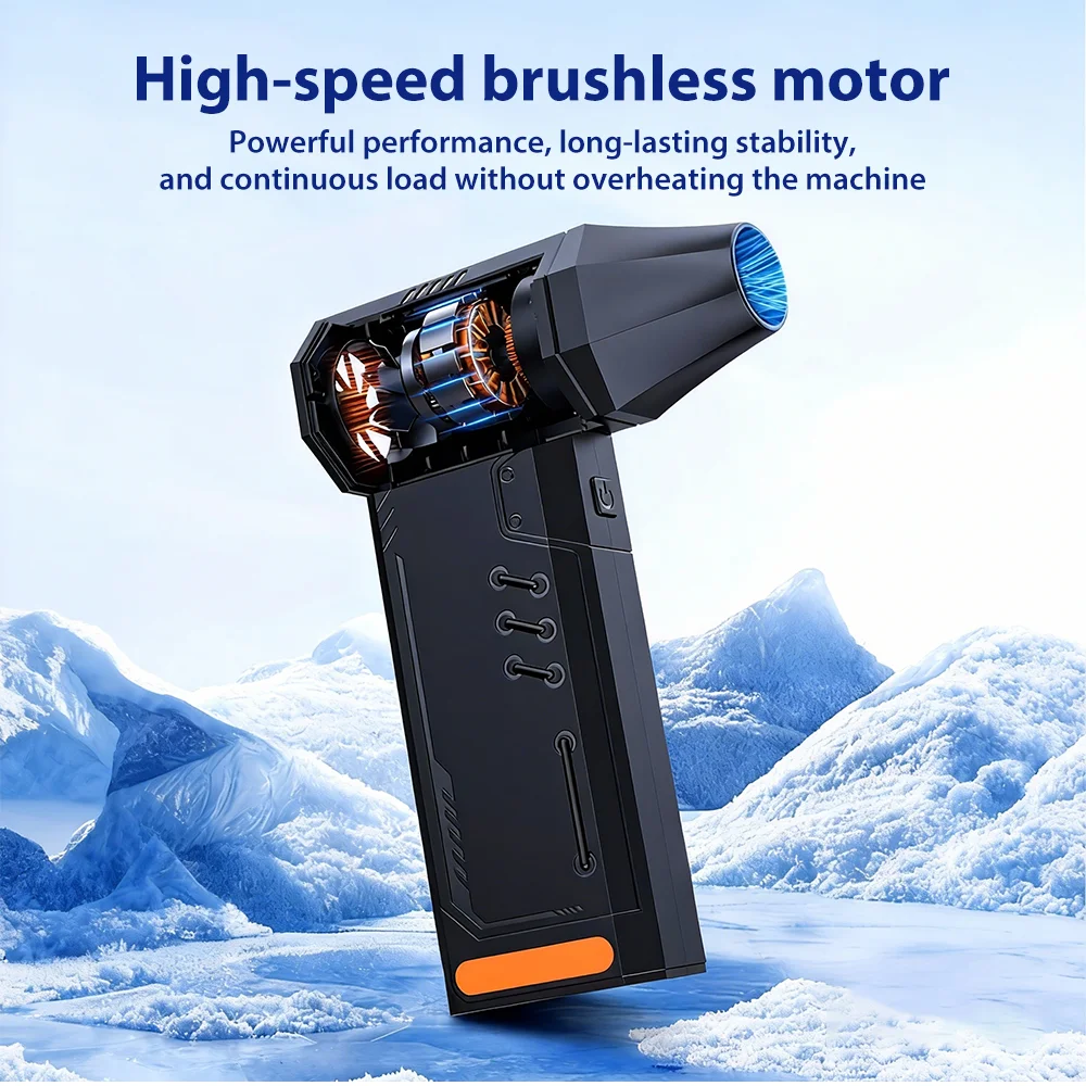 พัดลมแรงทรงพลัง 130000 รอบต่อนาที เครื่องเป่าลมเทอร์โบแรงดัน 200 กรัม ความเร็วสูงแบบไร้แปรงถ่าน พร้อมไฟ LED สำหรับเป่าฝุ่น