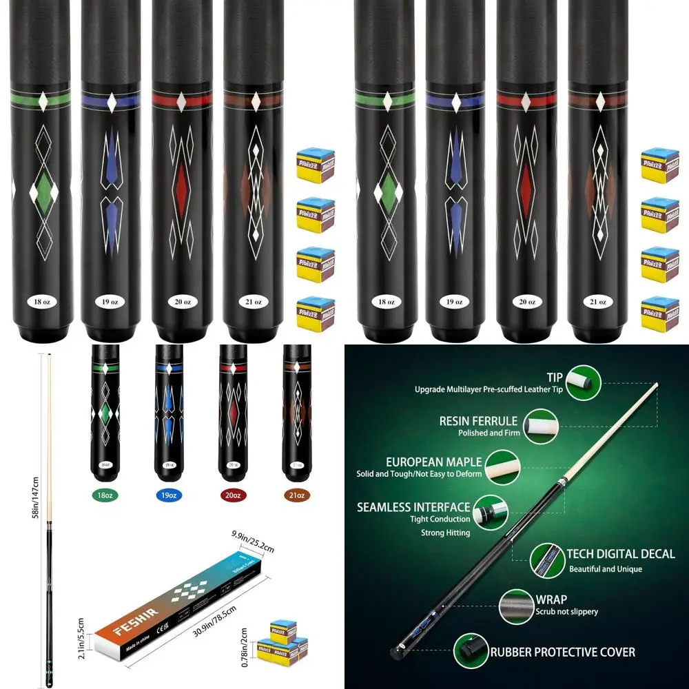 

Набор из 4 киев из кленового дерева с 4 дополнительными мелами для бильярда, 58 профессиональных кий для домашнего бара