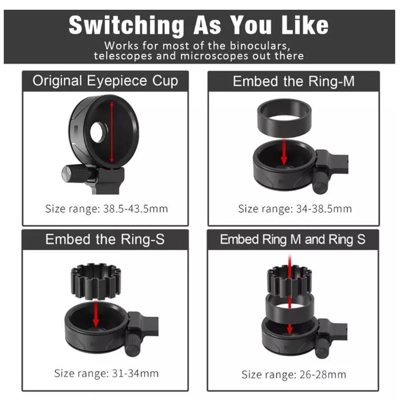 Upgrade Universal Cell Phone Adapter Bracket Clip Mount Soft Rubber Material For Binocular Monocular Spotting Scope Telescope