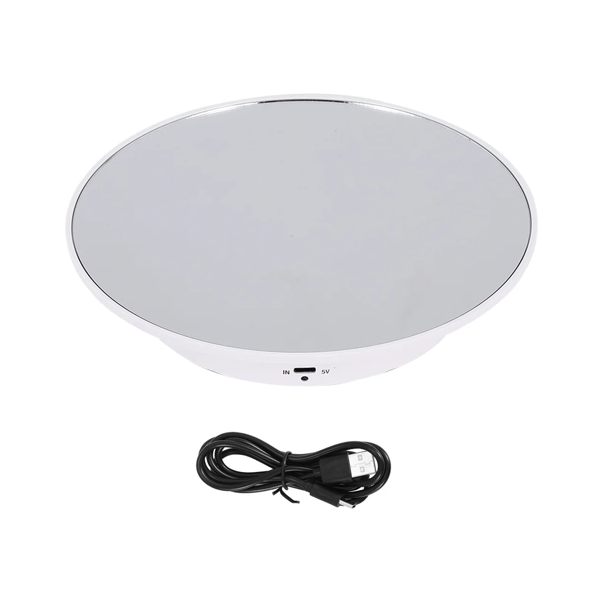

Motorized Rotating Display Stand, 7.87Inch,Mirror Covered 360 Degree Turntable Display Stand for Photography (White)