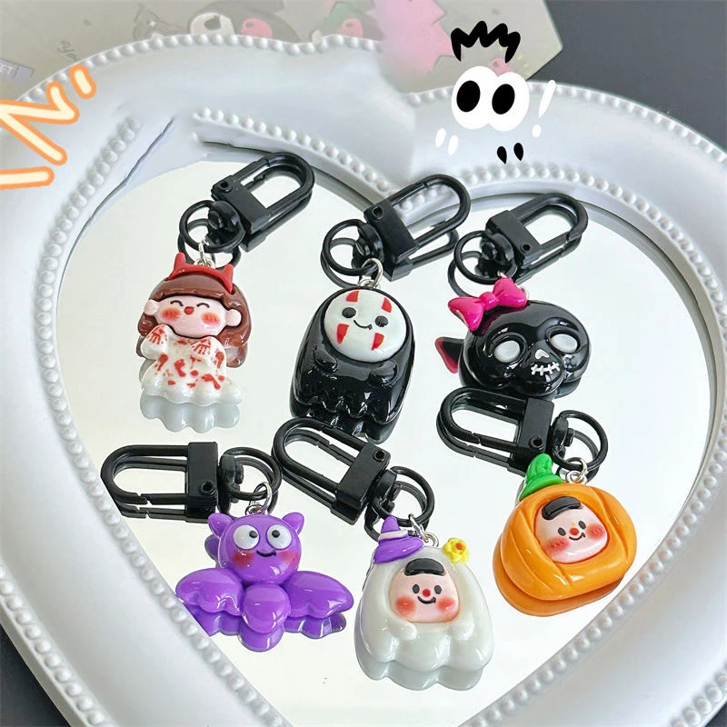 

1PC Halloween Cute Pumpkin Ghost Pendant Keychain Backpack Headphone Case Charm Pendant Car Ornament Accessories