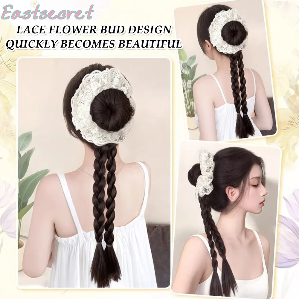 الشرقية شعر مستعار جديلة الإناث انتزاع كليب عالية ذيل حصان الدانتيل برعم رئيس العجين المقلي التقلبات جديلة شعر مستعار اصطناعي جديلة ذيل حصان