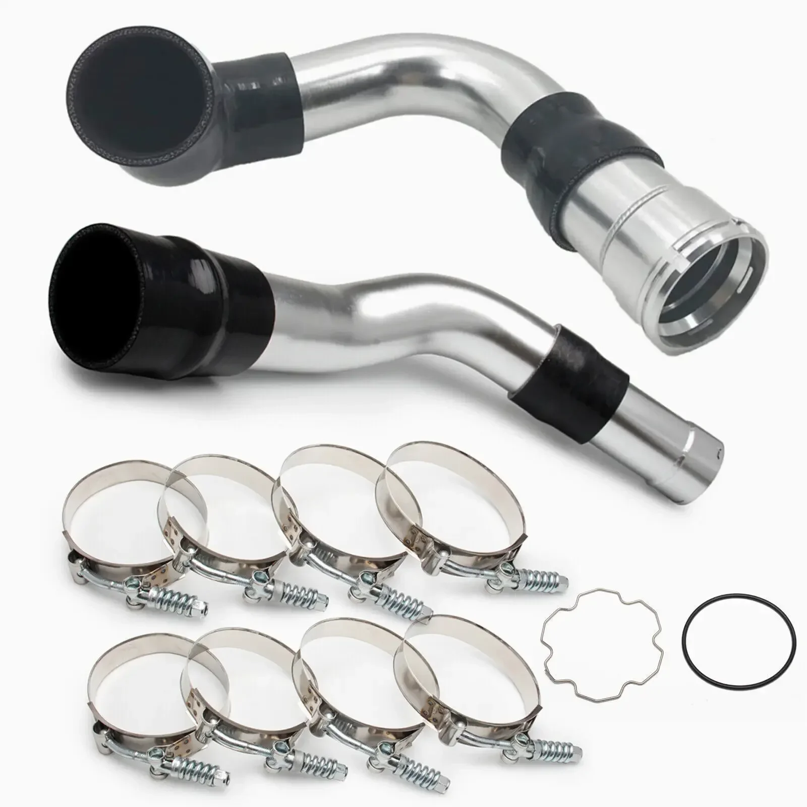 Cold & Hot Side Intercooler Pipe Upgrade for Ford 6.7L Powerstroke Diesel 11-16 Silver Black