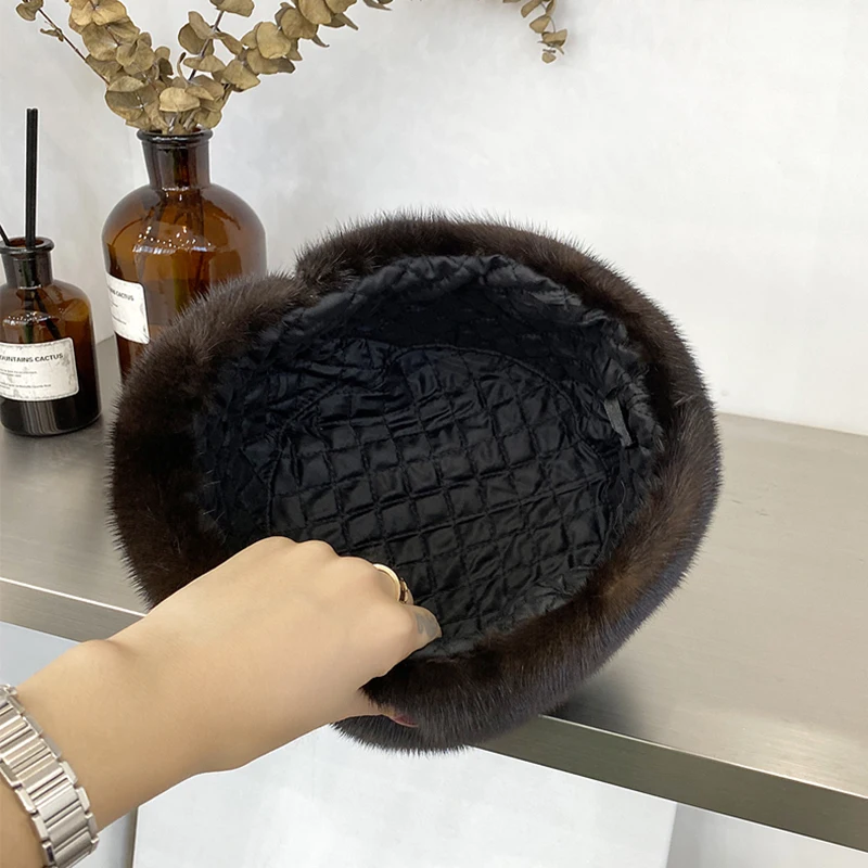 Winter Hat For Men Genuine Mink Fur Cap Male Thick Warm Winter Fur Hat Husband Gift Caps Good Quality Ear Muffs