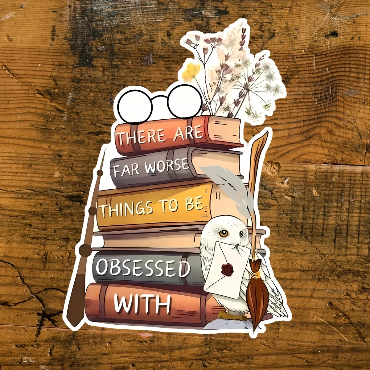 

Wizard-Themed Book Stack Motorcycle Stickers Waterproof for Helemt Fuel Tank Water Bottle DIY Laptop Phone Suitcase Vinyl Decals