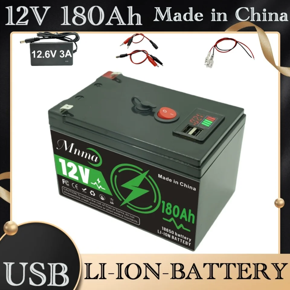 12V 200Ah Battery,4000+ Cycles Rechargeable Lithium Battery, Built-in BMS, Perfect for Ride on Toys, Scooters, Fish Finders 12V