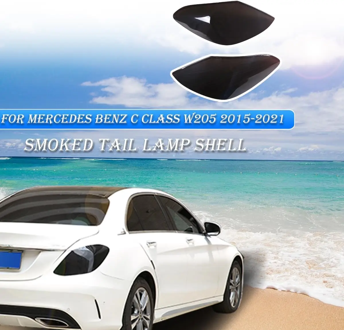 

ABS Car Exterior Taillight Trim Protection Cover For Mercedes Benz C Class W205 2015-2021 Rear Light Guard Cover Accessories