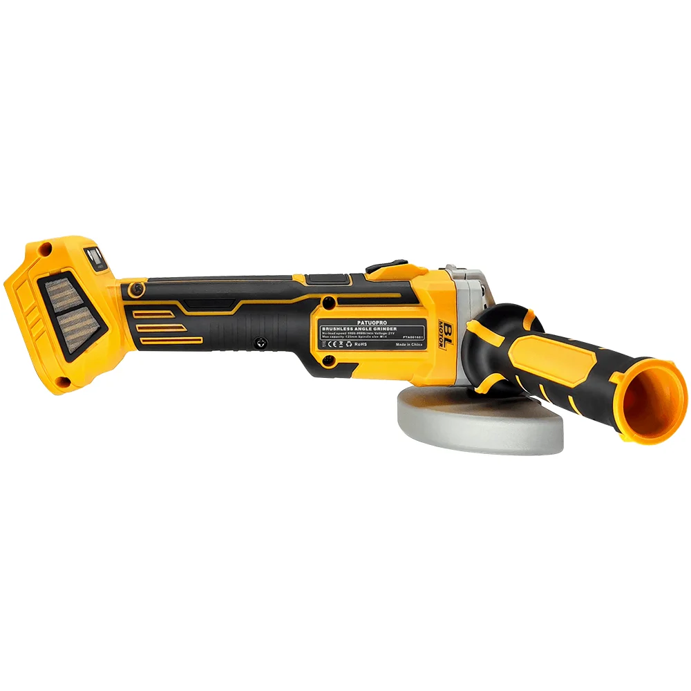 PATUOPRO 125MM Brushless Electric Angle Grinder Adjustable Speed Cutting Machine Handheld Home Power Tool Fit Makita 18V Battery